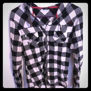 Black and white checkered hooded flannel